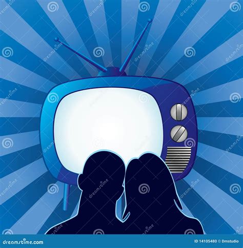 Couple Watching Tv Stock Vector Illustration Of Background 14105480
