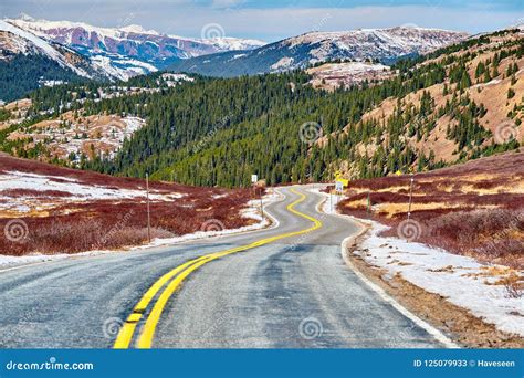Highway In Colorado Rocky Mountains Stock Image Image Of Pass Range