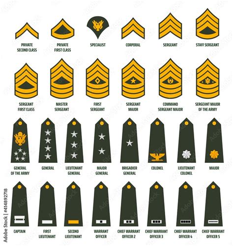 Plakat Us Army Enlisted Ranks Chevrons And Insignia America Military