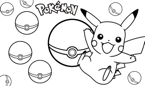 Pikachu And The Pokeball Pokemon Coloring Page For Kids 🐹 Free Online