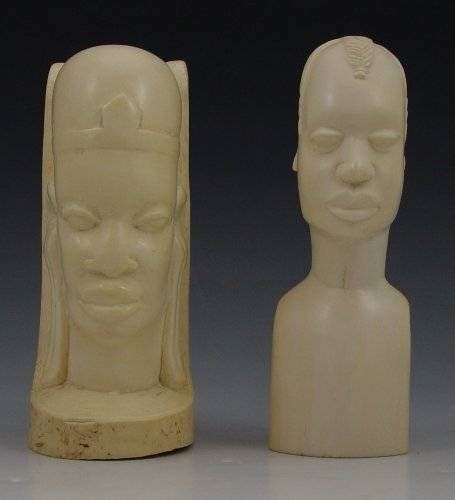 2 Piece African Carved Ivory Figures