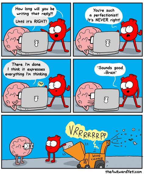 The Awkward Yeti The Reply Awkward Yeti Heart Brain Comic Funny Comics