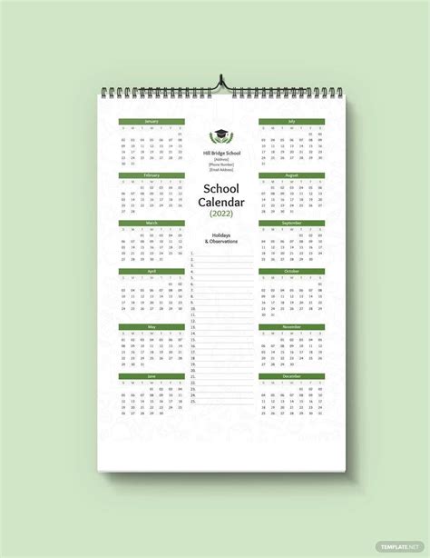 School Calendar Template In Word Free Download