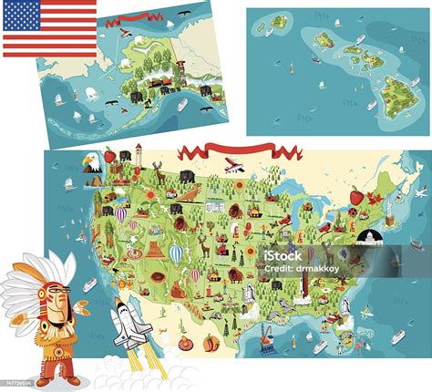 Cartoon Map Of Usa Stock Illustration Download Image Now Map