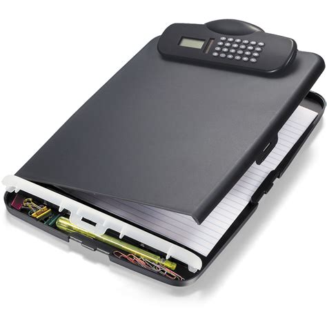 Officemate Slim Clipboard Storage Box With Calculator Clipboards