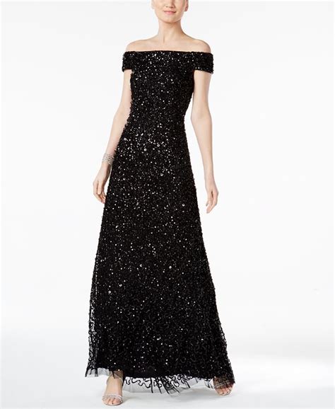 Adrianna Papell Sequined Off The Shoulder Gown Macys