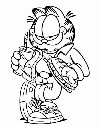 Coloring Eating Garfield Pages Dog Soft Drink