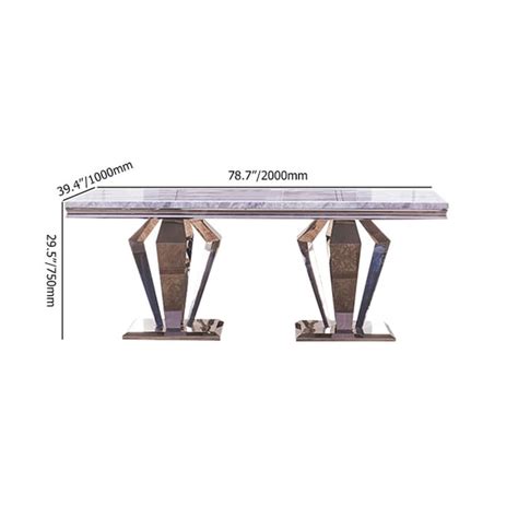 2000mm Contemporary Rectangle Dining Table With Stainless Steel Base Homary