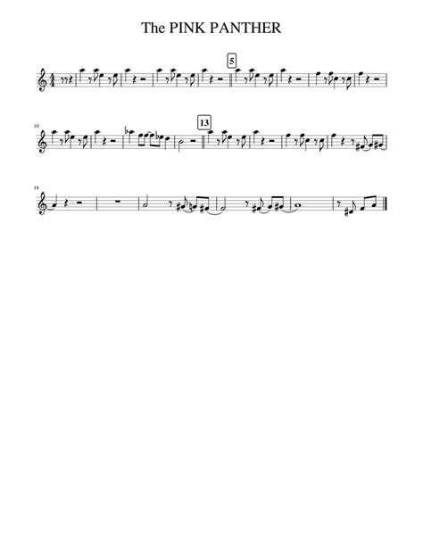 The Pink Panther Sheet Music For Saxophone Tenor Solo