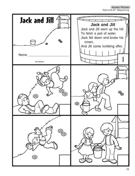 Worksheets Nursery Rhyme Jack And Jill Nursery Rhymes Activities
