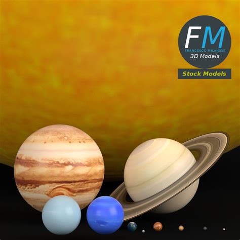 3d Model Solar System Scaled Planets And Sun Scene