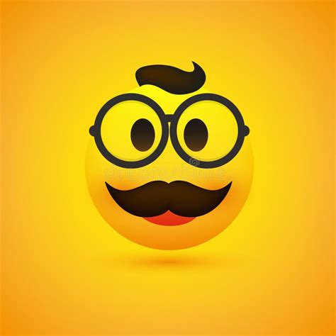 Smiling Emoji Simple Happy Male Emoticon With Glasses Hair And