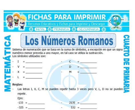 Práctica De Números Romanos Números Romanos