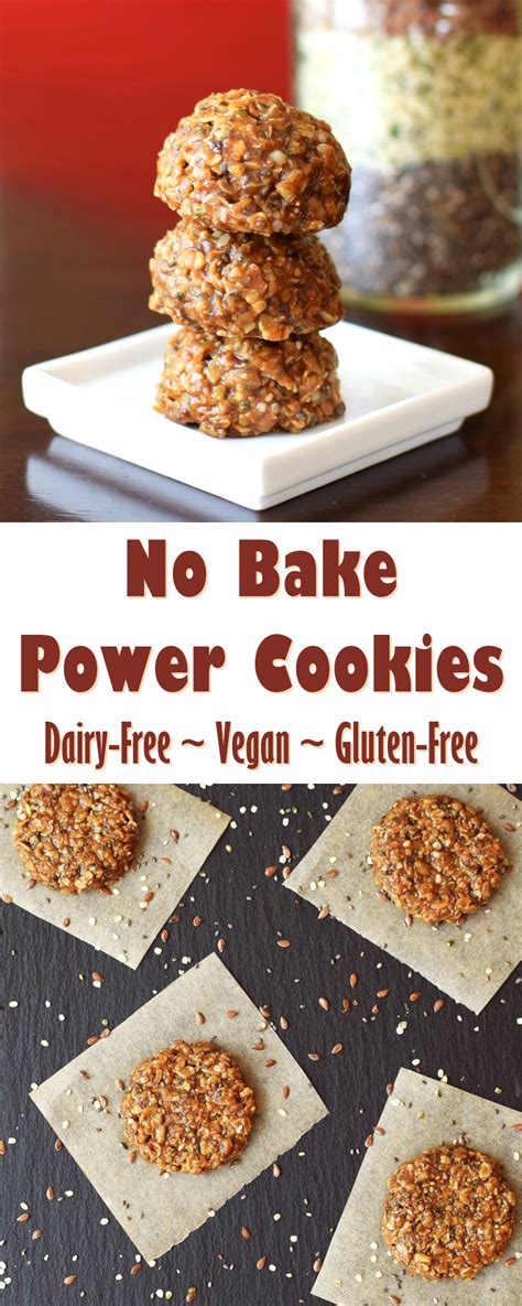 I eat 2 or three of them for breakfast (okay, sometimes the base ingredients for this breakfast cookie recipe are rolled oats, creamy peanut butter, vanilla, chia seeds and honey. No Bake Power Cookies Recipe (Dairy-free & Gluten-free)