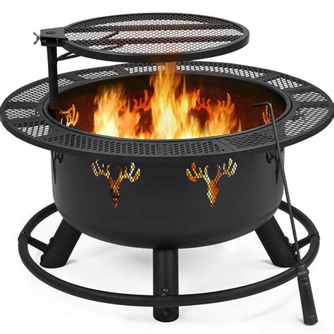 Yaheetech 32 Round Wood Burning Fire Pit With 185 Swivel Cooking