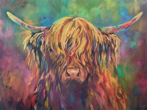 Colourful Highland Cow Art — Sue Gardner Original Paintings