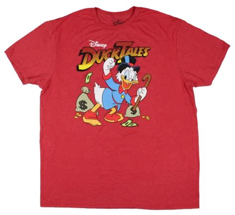 Disney Mens Duck Tales Scrooge Mcduck Money Bags Red Heather T Shirt