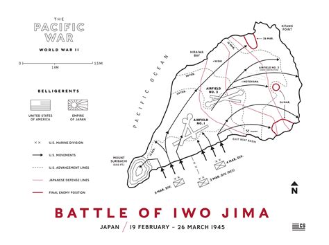 The Battle Of Iwo Jima Map Usa Made Veteran Owned Civviesupply