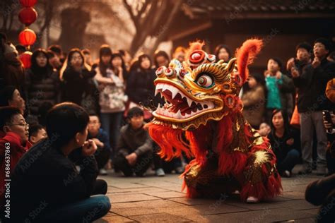 Vibrant Chinese New Year Celebration Captured In A Photo A Performer In A Mesmerizing Dragon