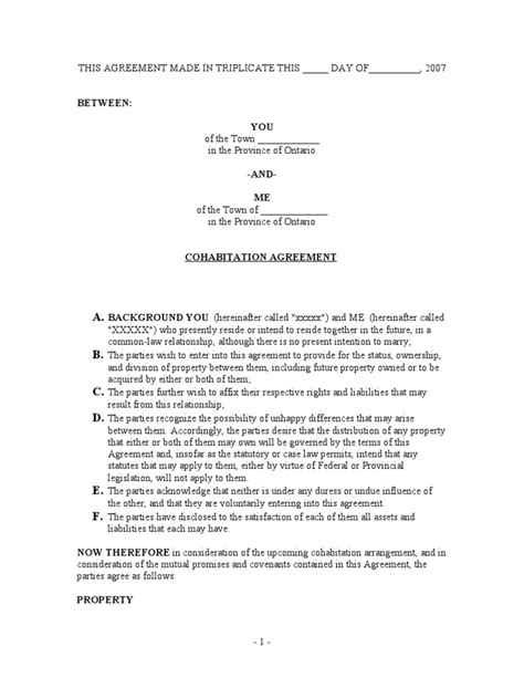 The agreement likely needs to be amended. Sample Cohabitation Agreement | Debt | Ownership