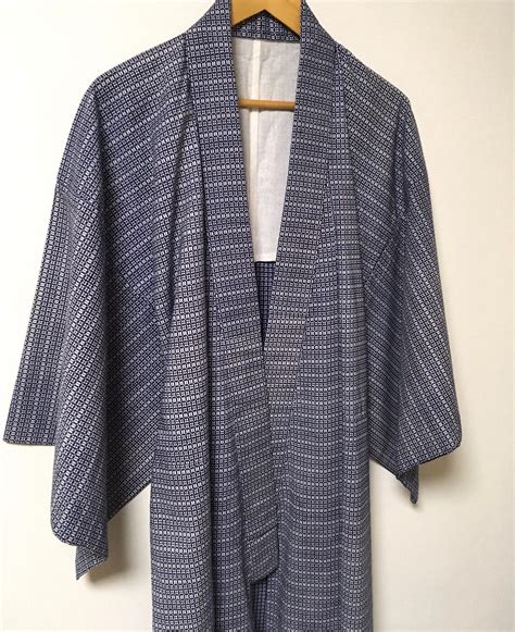 Vintage Kimono For Men Yukata Cotton Kimono Geometric Etsy