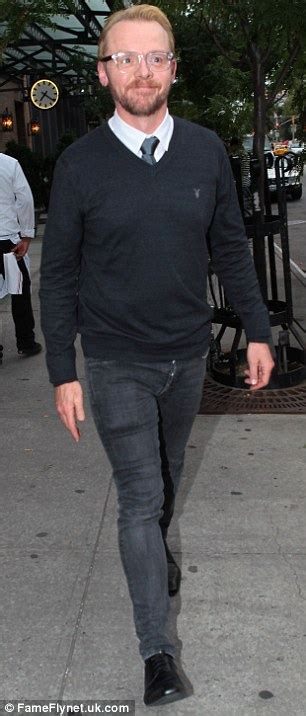 Simon Pegg Displays A Hint Of Moobs As He Hits New York To Promote The