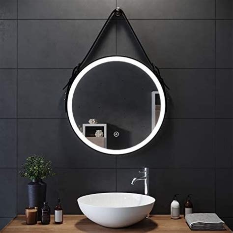 Modern Round Bathroom Mirrors Wall Mounted With Lights Belt Decorative Illuminated Bathroom