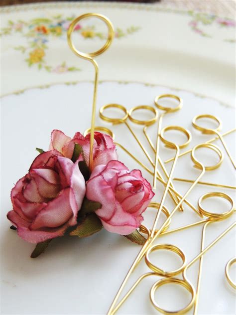 25 Gold Silver Wire Place Card Holders Diy Swirl Stems Picks Etsy