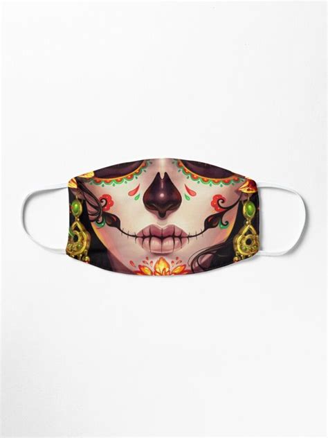 Day Of The Dead Sugar Skulls Face Mask Mask By Blackrabbit33 Skull