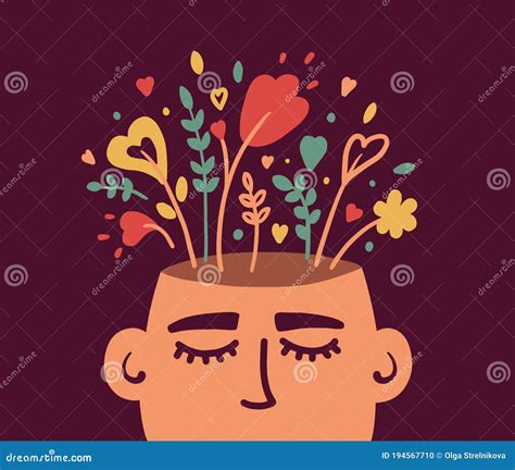 Mental Health Or Psychology Concept With Flowering Human Head Stock