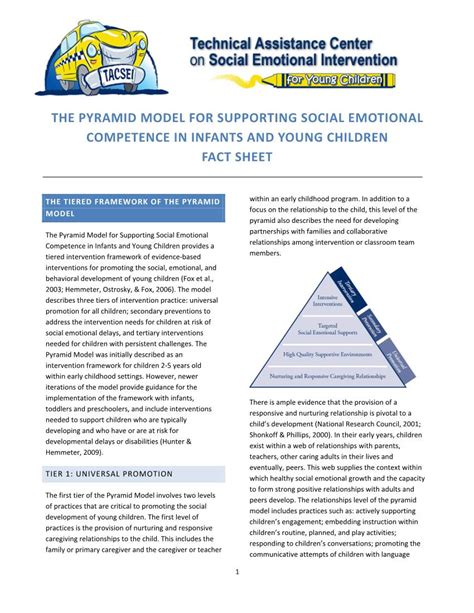 The Pyramid Model For Supporting Social Emotional Competence In Infants