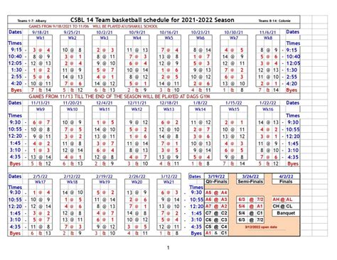 Season Schedule – Colonie Senior Basketball League