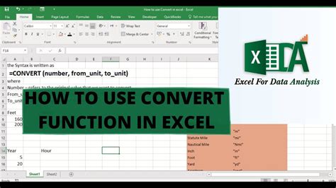 How To Use Convert As A Function In Excel Youtube