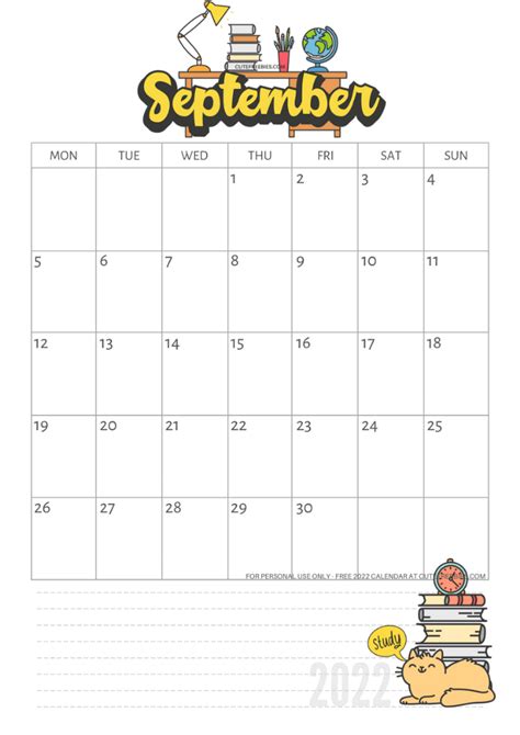 September 2022 School Calendar Freeprintable Cute Freebies For You