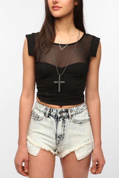 Silence Noise Mesh Cropped Top Urban Outfitters