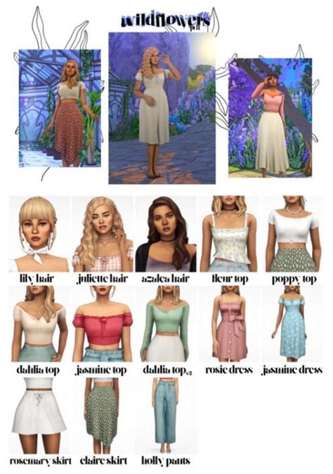 Wildflowers Cc Pack Aretha On Patreon In 2021 Sims 4 Dresses Sims 4