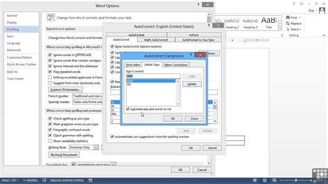 Microsoft Word 2013 Tutorial Disable Or Undo An Autocorrect Feature