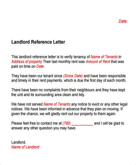 free 6 sample housing reference letter samples and templates in pdf ms word