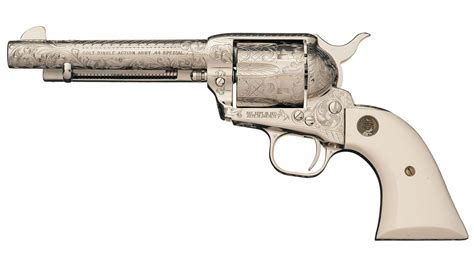Factory Engraved Nickel Colt Single Action Army Revolver Rock Island