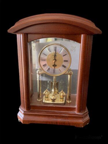Bulova B1848 Nordale Tabletop Hardwood Mantel Desk Clock With Pendulum