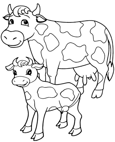 Free Cows Coloring Sheet Page For Kids