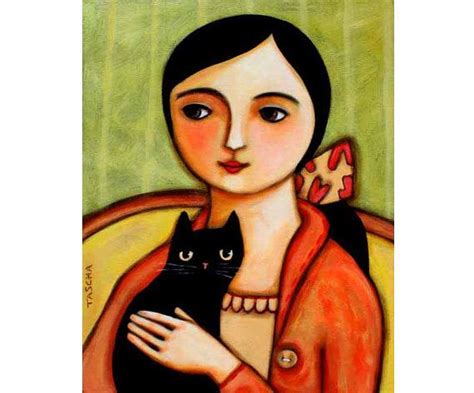 Large Original Black Cat Portrait Painting On Canvas By Tascha Etsy