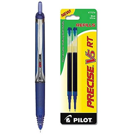 Pilot Precise V5 Rt Rolling Ball Extra Fine Point Blue Ink 1 Pen And 2