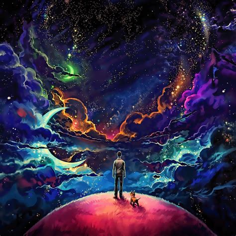 2048x2048 Little Prince With Dog Colorful Science Fiction ...