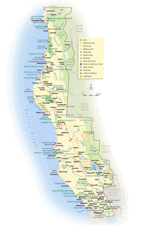 Map Of Northern California Coast Map Of The Usa With State Names
