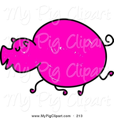 Swine Clipart Of A Sketched Neon Pink Pig By Prawny 213
