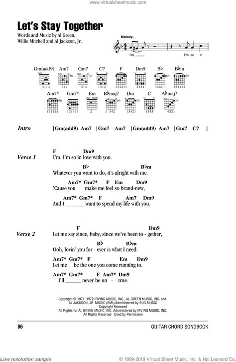 Green Let S Stay Together Sheet Music For Guitar Chords Pdf