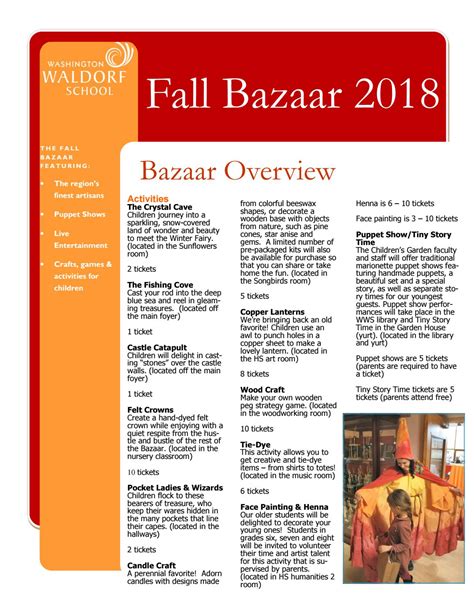 Fall Bazaar 2018 Activities By Washington Waldorf School Issuu