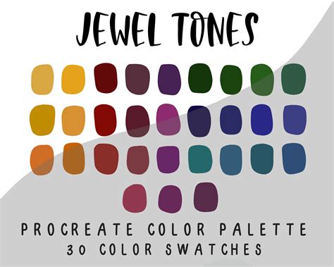 Procreate Color Palette Procreate Tool Color Swatches Jewel Tones