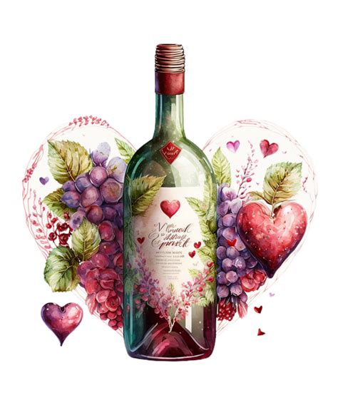 Free Wine Valentine Watercolor Sublimation Ai Generative 23559229 Png